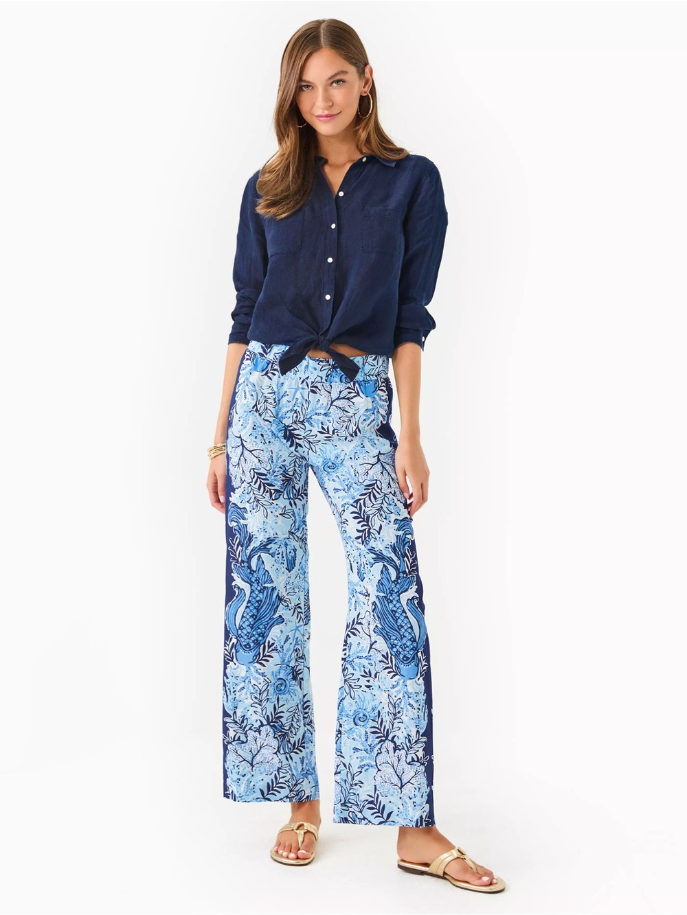 NWT Lilly Pulitzer Bal Harbor Palazzo Pants, Sz XL, Bouquet All Day - Picture 3 of 7